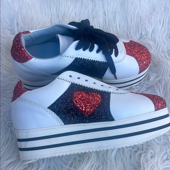 Red Glitter Sneakers with Black Laces. Chiara Ferragni. Size 36 - Picture 4 of 10